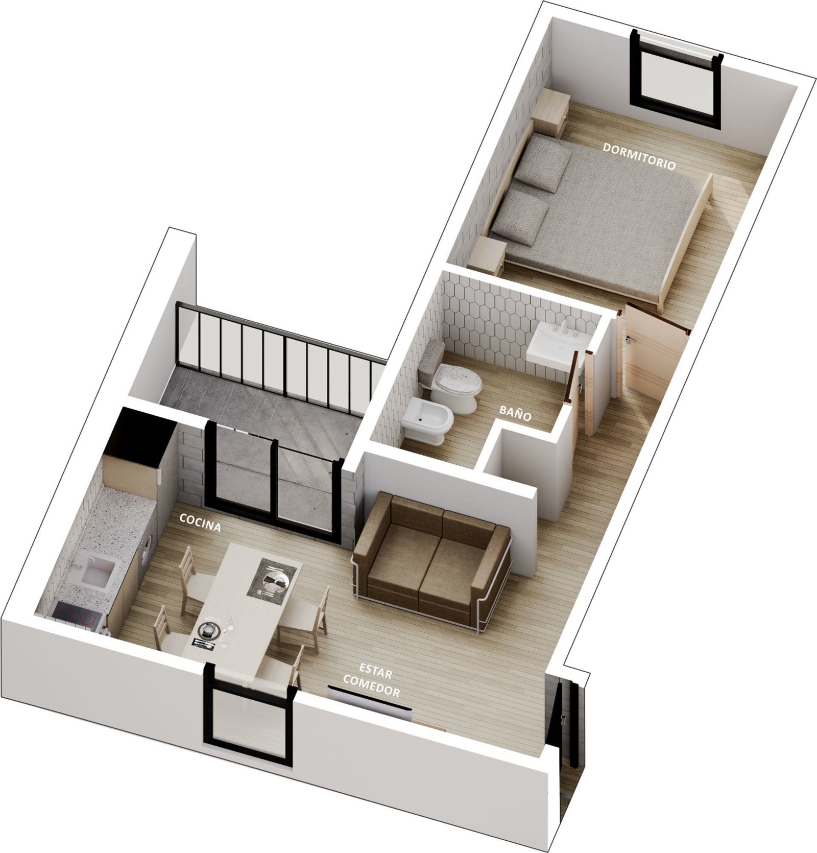 Planta 3D de unidad Las Heras 4950